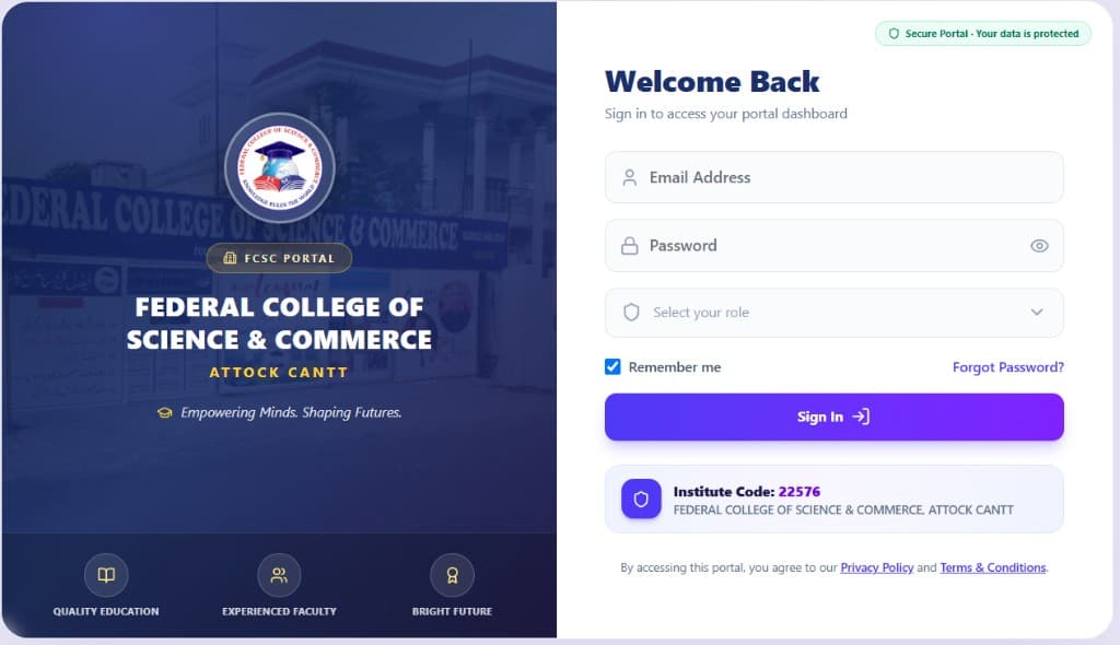 School management system login page
